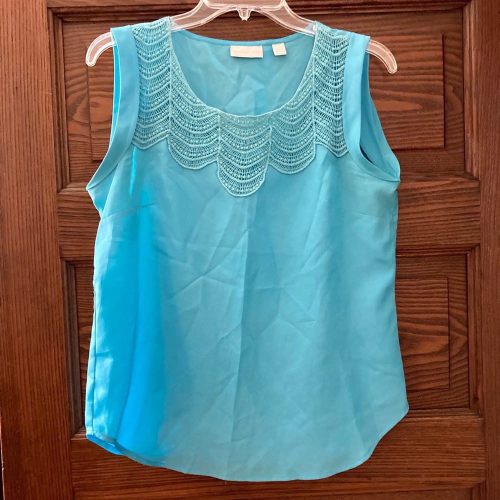 NY&Co. Blue Crochet Blouse, Size Small
